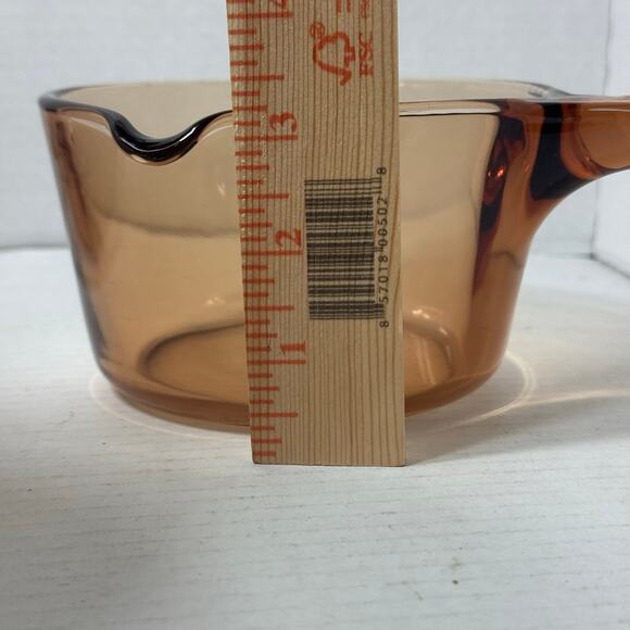 Vintage Corning Vision Ware Amber 0.7 Liter Sauce Pan Pot Spout Cookware France - Picture 9 of 9